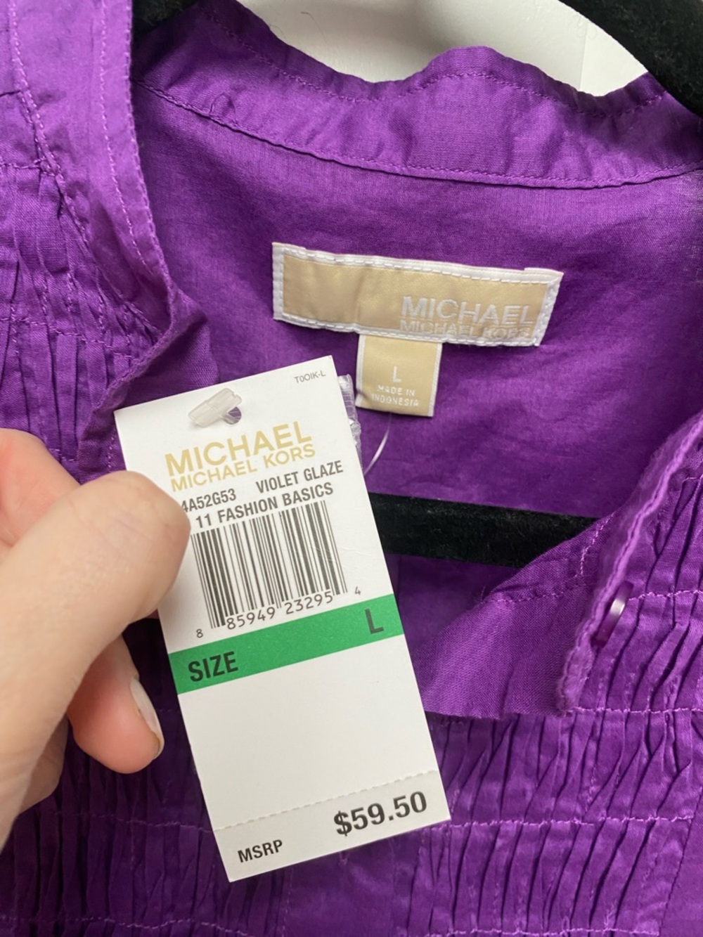 Michael Kors Cotton purple lightweight sleeveless tunic blouse, womans latge - Picture 6 of 8